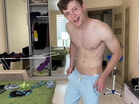 Teen Boy trying to Hide Monster Cock ( 23 CM ) in Tight Pants from his / Unncut / Big Dick /