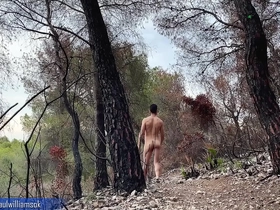 Risky naked hiking on the sunset! Almost get caught! Perfect ass hot man