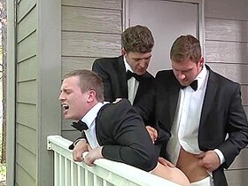 Stunning Outdoor 3some With Passionate Sharp-dressed