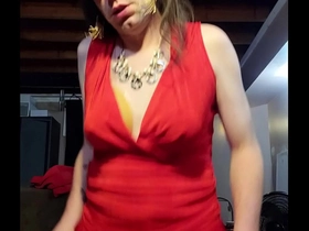 Red And Gold Wearing Sissy Jade Cums From Penatration